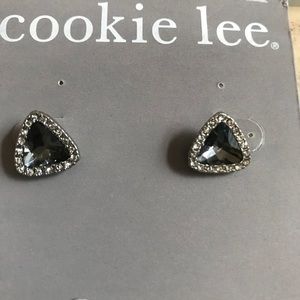 Gray and silver crystal earrings